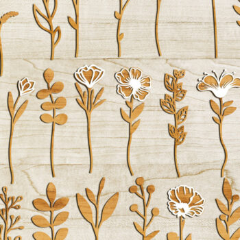 Intra απο ξύλο plywood 3mm-4mm πάχος - Πρότυπα δέσμης διακοσμητικών λουλουδιών Δίασταση 3x8 cm INTRAFABR-105359167 - Image 2