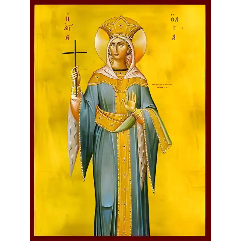 Εικόνα Ορθοδοξίας με περίγραμμα χρυσό σε ξύλο Φλαμουρίας  με  βάση Εικόνα ΑΓΙΑ ΟΛΓΑ, ΠΡΙΓΚΙΠΙΣΣΑ ΤΗΣ ΡΩΣΙΑΣ Χειροποίητη Ελληνορθόδοξη εικόνα του Ιησού Χριστού, Κρεμαστή πλάκα βυζαντινής τέχνης, χριστιανική τέχνη Διάσταση 40x30 cm (10,2x7,9 ίντσες)  INTRAEK-1447757865259