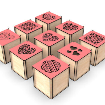 Intra απο ξύλο plywood 3mm-4mm πάχος - Διακοσμητικό κουτί δώρου κοπής με λέιζερ Δίασταση 20x20 cm INTRAFABR-108643214 - Image 3