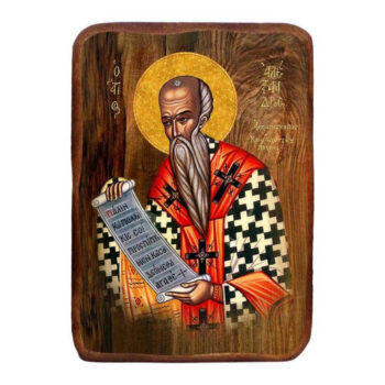 Εικόνα Ορθοδοξίας με περίγραμμα χρυσό σε ξύλο Φλαμουρίας  με  βάση Μπομπονιέρα βάπτισης Άγιος Αλέξανδρος Σετ 20 τεμαχίων, Εικόνα Βάπτισης, Χειροποίητη Βυζαντινή εικόνα Bomboniera 9x6cm, Χριστιανικό Δώρο Διάσταση 50x40 cm (19,7 x 15,8 ίντσες)  INTRAEK-6543216724116 - Image 1