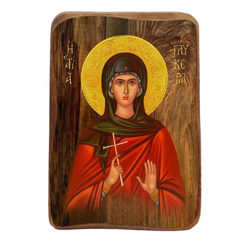 Εικόνα Ορθοδοξίας με περίγραμμα χρυσό σε ξύλο Φλαμουρίας  με  βάση Μπομπονιέρα Βάπτισης Αγία Γλυκερία Σετ 20 τεμαχίων, Εικόνα Βάπτισης, Μπομπονιέρα Χειροποίητη Βυζαντινή εικόνα 9x6cm, Χριστιανικό Δώρο Διάσταση 50x40 cm (19,7 x 15,8 ίντσες)  INTRAEK-6543216724079