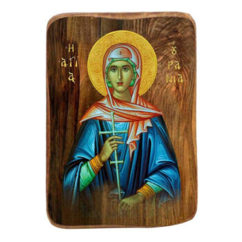 Εικόνα Ορθοδοξίας με περίγραμμα χρυσό σε ξύλο Φλαμουρίας με βάση Μπομπονιέρα Βάπτισης Αγίας Ουρανίας Σετ 20 τεμαχίων, Εικόνα Βάπτισης, Χειροποίητη Βυζαντινή εικόνα Bomboniera 9x6cm, Χριστιανικό Δώρο Διάσταση 50x40 cm (19,7 x 15,8 ίντσες) INTRAEK-6543216724045 - Image 1