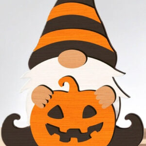 Intra απο ξύλο plywood 3mm-4mm πάχος - Διακοσμητικό Halloween Gnome με κολοκύθα Δίασταση 8x6 cm INTRAFABR-103650613