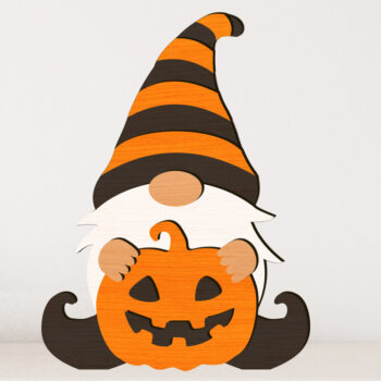 Intra απο ξύλο plywood 3mm-4mm πάχος - Διακοσμητικό Halloween Gnome με κολοκύθα Δίασταση 8x6 cm INTRAFABR-103650613 - Image 2