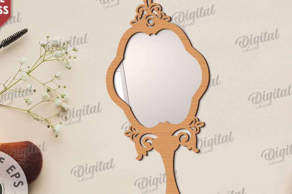 Intra απο ξύλο plywood 3mm-4mm πάχος - Διακοσμητικό πλαίσιο καθρέφτη χεριού  Δίασταση 20x25 cm INTRAFABR-109733489