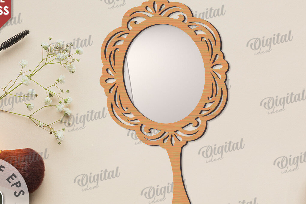 Intra απο ξύλο plywood 3mm-4mm πάχος - Διακοσμητικό πλαίσιο καθρέφτη χεριού  Δίασταση 20x25 cm INTRAFABR-109731389