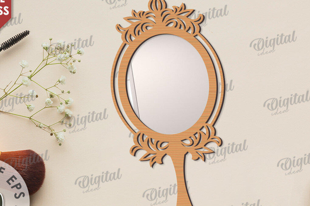 Intra απο ξύλο plywood 3mm-4mm πάχος - Διακοσμητικό πλαίσιο καθρέφτη χεριού  Δίασταση 20x25 cm INTRAFABR-109731963