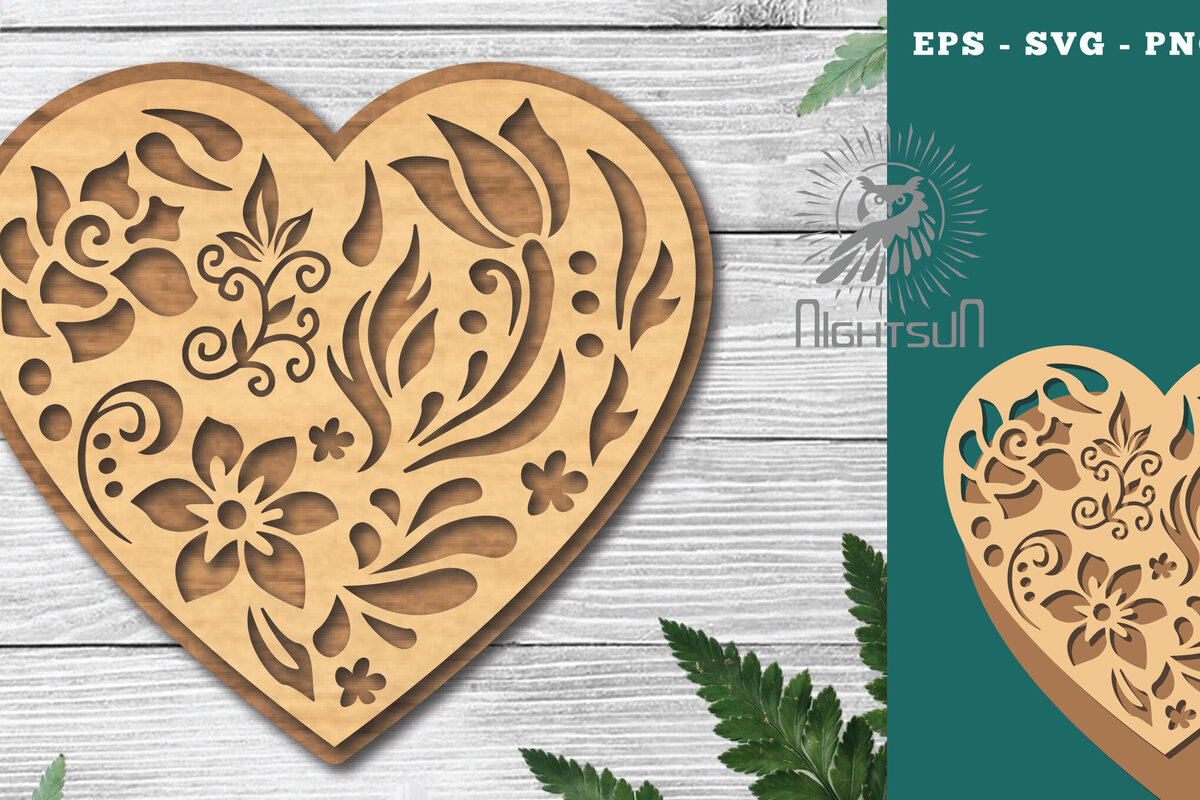 Intra απο ξύλο plywood 3mm-4mm πάχος - Διακοσμητικό διάκοσμο κοπής με λέιζερ καρδιάς 2 Δίασταση 20x20 cm INTRAFABR-116922312