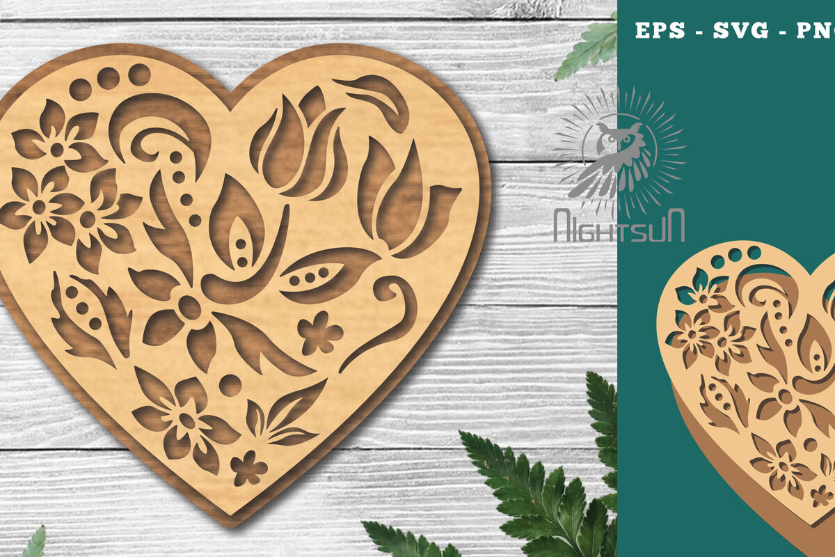 Intra απο ξύλο plywood 3mm-4mm πάχος - Διακοσμητικό διάκοσμο κοπής με λέιζερ καρδιάς 3 Δίασταση 20x20 cm INTRAFABR-116922375