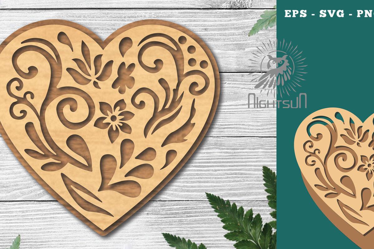 Intra απο ξύλο plywood 3mm-4mm πάχος - Διακοσμητικό διάκοσμο κοπής με λέιζερ καρδιάς 4 Δίασταση 20x20 cm INTRAFABR-116922438