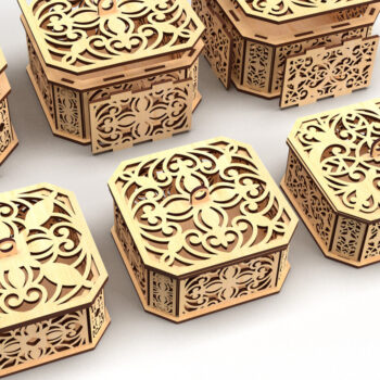 Intra απο ξύλο plywood 3mm-4mm πάχος - Διακοσμητικό κουτί δώρου με εξάγωνο  2 Δίασταση 15x15 cm INTRAFABR-82945096 - Image 1