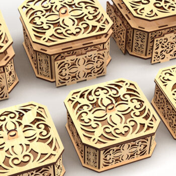 Intra απο ξύλο plywood 3mm-4mm πάχος - Διακοσμητικό κουτί δώρου με εξάγωνο  2 Δίασταση 15x15 cm INTRAFABR-82945096 - Image 2