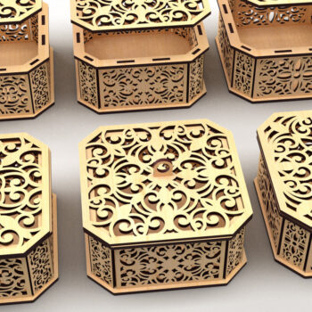 Intra απο ξύλο plywood 3mm-4mm πάχος - Διακοσμητικό κουτί δώρου με εξάγωνο  4 Δίασταση 15x15 cm INTRAFABR-82945121 - Image 1