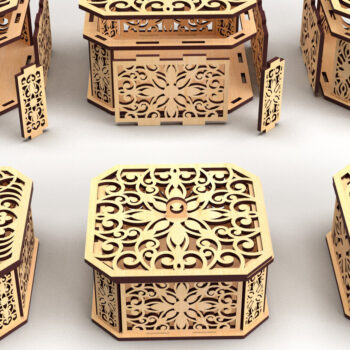 Intra απο ξύλο plywood 3mm-4mm πάχος - Διακοσμητικό κουτί δώρου με εξάγωνο κομμένο λέιζερ 6 Δίασταση 15x15 cm INTRAFABR-82945141 - Image 1