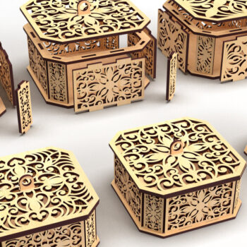 Intra απο ξύλο plywood 3mm-4mm πάχος - Διακοσμητικό κουτί δώρου με εξάγωνο κομμένο λέιζερ 6 Δίασταση 15x15 cm INTRAFABR-82945141 - Image 2