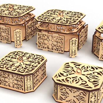 Intra απο ξύλο plywood 3mm-4mm πάχος - Διακοσμητικό κουτί δώρου με εξάγωνο κομμένο λέιζερ 6 Δίασταση 15x15 cm INTRAFABR-82945141 - Image 3