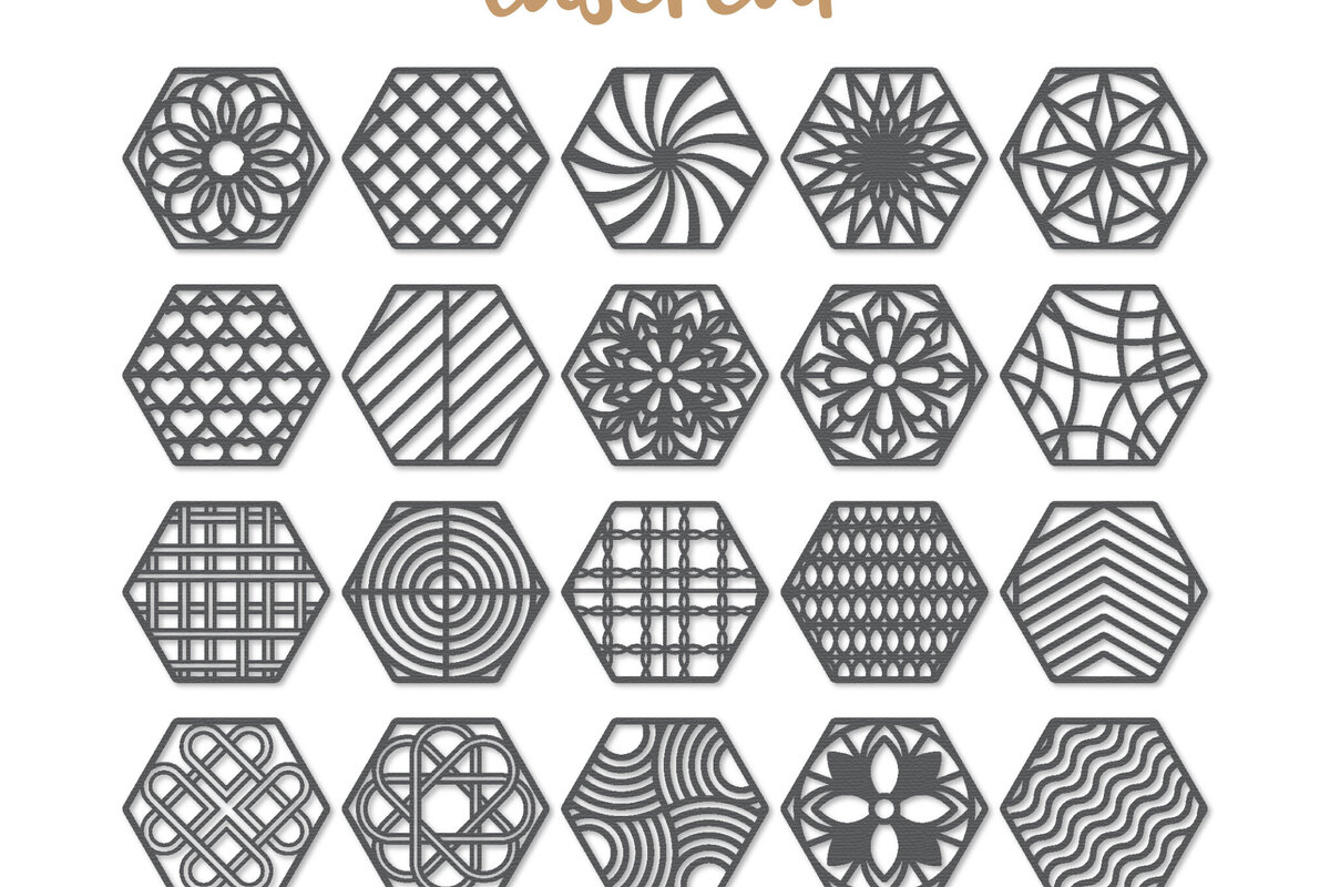 Intra απο ξύλο plywood 3mm-4mm πάχος - Διακοσμητικό εξάγωνο Lasercut Δίασταση 30x20 cm INTRAFABR-124537128