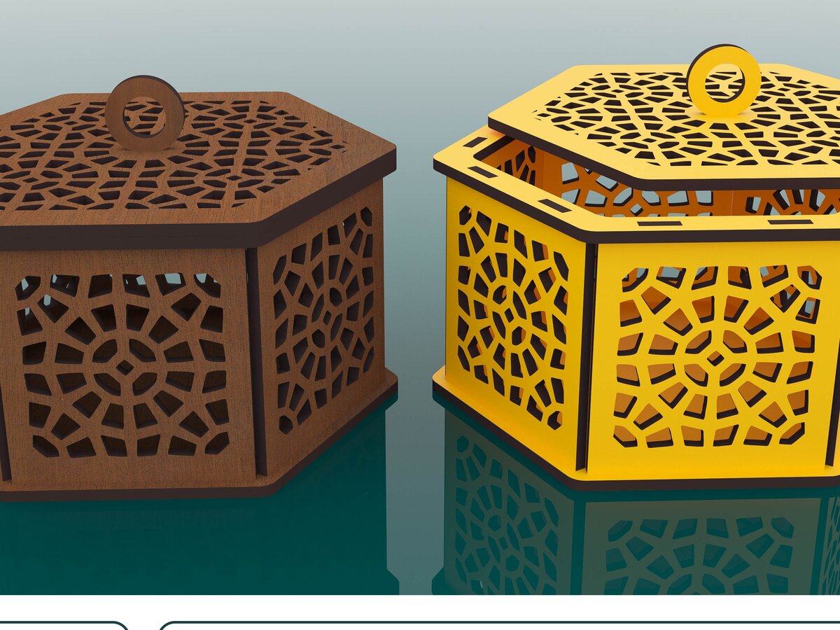 Intra απο ξύλο plywood 3mm-4mm πάχος - Διακοσμητικό Εξάγωνο Ξύλινο Κουτί δώρου Δίασταση 128x112 cm INTRAFABR-47241946