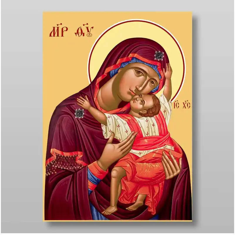 Εικόνα Ορθοδοξίας με περίγραμμα χρυσό σε ξύλο Φλαμουρίας  με  βάση Εικόνα της Θεοτόκου Χειροποίητη Ελληνορθόδοξη , Κρεμαστή πλάκα βυζαντινής τέχνης, χριστιανική τέχνη Διάσταση 21x15 cm (8,3 x 5,9 ίντσες) INTRAEK-321356