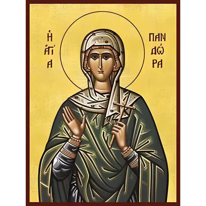 Εικόνα Ορθοδοξίας με περίγραμμα χρυσό σε ξύλο Φλαμουρίας  με  βάση Εικόνα ΑΓΙΑ ΠΑΝΔΩΡΑ Χειροποίητη Ελληνορθόδοξη εικόνα του Ιησού Χριστού, Κρεμαστή πλάκα βυζαντινής τέχνης, χριστιανική τέχνη Διάσταση 40x30 cm (10,2x7,9 ίντσες)  INTRAEK-1447757865255