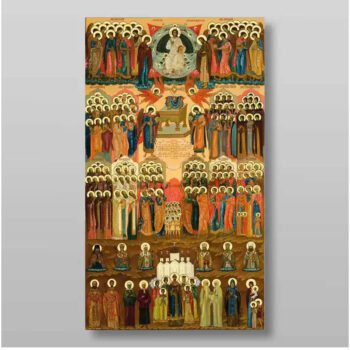 Εικόνα Ορθοδοξίας με περίγραμμα χρυσό σε ξύλο Φλαμουρίας  με  βάση Άγιοι Πάντων, Χειροποίητη Ελληνορθόδοξη , Κρεμαστή πλάκα βυζαντινής τέχνης, χριστιανική τέχνη Διάσταση 15x11 cm (5,9 x 4,3 ίντσες) INTRAEK-21340 - Image 1