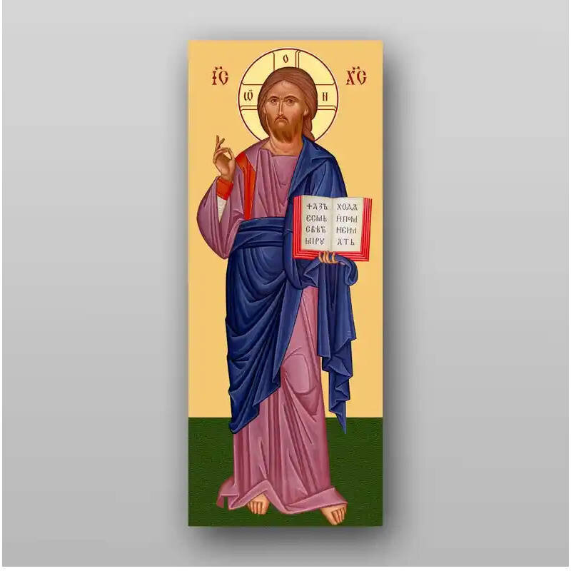 Εικόνα Ορθοδοξίας με περίγραμμα χρυσό σε ξύλο Φλαμουρίας  με  βάση Εικόνα του Ιησού Χριστού - Χειροποίητη Ελληνορθόδοξη , Κρεμαστή πλάκα βυζαντινής τέχνης, χριστιανική τέχνη Διάσταση 15x11 cm (5,9 x 4,3 ίντσες) INTRAEK-21326