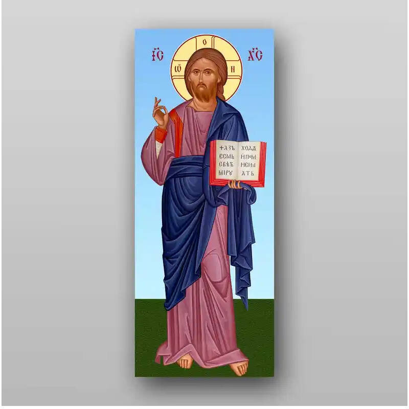 Εικόνα Ορθοδοξίας με περίγραμμα χρυσό σε ξύλο Φλαμουρίας  με  βάση Εικόνα του Ιησού Χριστού - Χειροποίητη Ελληνορθόδοξη , Κρεμαστή πλάκα βυζαντινής τέχνης, χριστιανική τέχνη Διάσταση 15x11 cm (5,9 x 4,3 ίντσες) INTRAEK-21324