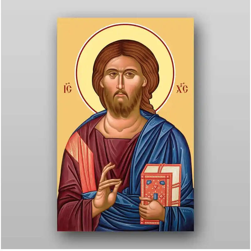 Εικόνα Ορθοδοξίας με περίγραμμα χρυσό σε ξύλο Φλαμουρίας  με  βάση Εικόνα του Ιησού Χριστού - Χειροποίητη Ελληνορθόδοξη , Κρεμαστή πλάκα βυζαντινής τέχνης, χριστιανική τέχνη Διάσταση 10x7 cm (3,9 x 2,8 ίντσες) INTRAEK-71316