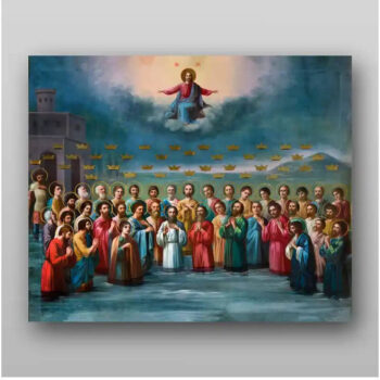 Εικόνα Ορθοδοξίας με περίγραμμα χρυσό σε ξύλο Φλαμουρίας  με  βάση Σαράντα Μάρτυρες της Σεβαστής - Χειροποίητη Ελληνορθόδοξη , Κρεμαστή πλάκα βυζαντινής τέχνης, χριστιανική τέχνη Διάσταση 15x11 cm (5,9 x 4,3 ίντσες) INTRAEK-21285 - Image 1