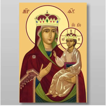 Εικόνα Ορθοδοξίας με περίγραμμα χρυσό σε ξύλο Φλαμουρίας  με  βάση Krupetskaya Εικόνα της Μητέρας του Θεού Χειροποίητη Ελληνορθόδοξη , Κρεμαστή πλάκα βυζαντινής τέχνης, χριστιανική τέχνη Διάσταση 15x11 cm (5,9 x 4,3 ίντσες) INTRAEK-21256 - Image 1