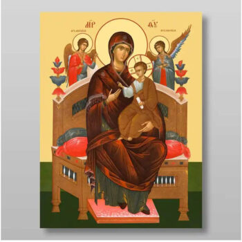 Εικόνα Ορθοδοξίας με περίγραμμα χρυσό σε ξύλο Φλαμουρίας  με  βάση The Mother of God Queen of All, Pantanassa Χειροποίητη Ελληνορθόδοξη , Κρεμαστή πλάκα βυζαντινής τέχνης, χριστιανική τέχνη Διάσταση 15x11 cm (5,9 x 4,3 ίντσες) INTRAEK-21255 - Image 1
