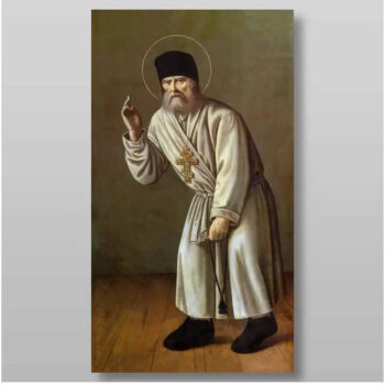 Εικόνα Ορθοδοξίας με περίγραμμα χρυσό σε ξύλο Φλαμουρίας  με  βάση Σεραφείμ του Σάρωφ αιδεσιμότατος, Χειροποίητη Ελληνορθόδοξη , Κρεμαστή πλάκα βυζαντινής τέχνης, χριστιανική τέχνη Διάσταση 15x11 cm (5,9 x 4,3 ίντσες) INTRAEK-21222 - Image 1