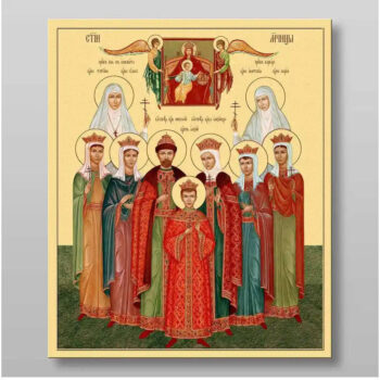Εικόνα Ορθοδοξίας με περίγραμμα χρυσό σε ξύλο Φλαμουρίας  με  βάση Βασιλομάρτυρες, Χειροποίητη Ελληνορθόδοξη , Κρεμαστή πλάκα βυζαντινής τέχνης, χριστιανική τέχνη Διάσταση 15x11 cm (5,9 x 4,3 ίντσες) INTRAEK-21199 - Image 1