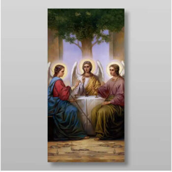 Εικόνα Ορθοδοξίας με περίγραμμα χρυσό σε ξύλο Φλαμουρίας με βάση Η Αγία Τριάδα Χειροποίητη Ελληνορθόδοξη , Κρεμαστή πλάκα βυζαντινής τέχνης, χριστιανική τέχνη Διάσταση 15x11 cm (5,9 x 4,3 ίντσες) INTRAEK-21173 - Image 1