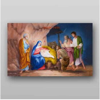 Εικόνα Ορθοδοξίας με περίγραμμα χρυσό σε ξύλο Φλαμουρίας με βάση Εικόνα της Γέννησης του Χριστού - Χειροποίητη Ελληνορθόδοξη , Κρεμαστή πλάκα βυζαντινής τέχνης, χριστιανική τέχνη Διάσταση 15x11 cm (5,9 x 4,3 ίντσες) INTRAEK-21163 - Image 1