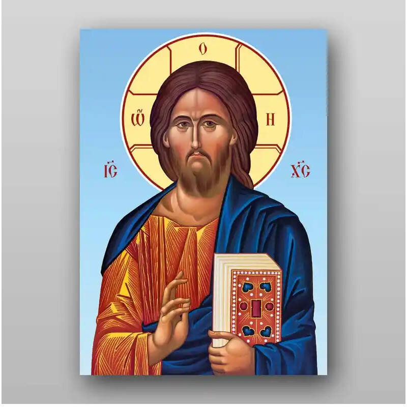 Εικόνα Ορθοδοξίας με περίγραμμα χρυσό σε ξύλο Φλαμουρίας  με  βάση Εικόνα του Ιησού Χριστού - Χειροποίητη Ελληνορθόδοξη , Κρεμαστή πλάκα βυζαντινής τέχνης, χριστιανική τέχνη Διάσταση 15x11 cm (5,9 x 4,3 ίντσες) INTRAEK-21154