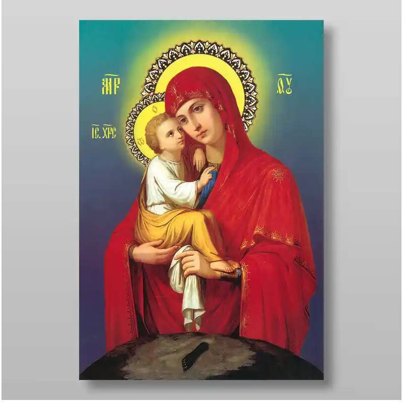Εικόνα Ορθοδοξίας με περίγραμμα χρυσό σε ξύλο Φλαμουρίας  με  βάση Pochaevskaya Εικόνα της Μητέρας του Θεού Χειροποίητη Ελληνορθόδοξη , Κρεμαστή πλάκα βυζαντινής τέχνης, χριστιανική τέχνη Διάσταση 10x7 cm (3,9 x 2,8 ίντσες) INTRAEK-71139