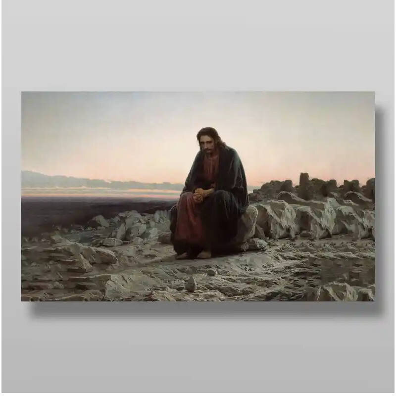 Εικόνα Ορθοδοξίας με περίγραμμα χρυσό σε ξύλο Φλαμουρίας  με  βάση Ο Χριστός στην έρημο Χειροποίητη Ελληνορθόδοξη , Κρεμαστή πλάκα βυζαντινής τέχνης, χριστιανική τέχνη Διάσταση 10x7 cm (3,9 x 2,8 ίντσες) INTRAEK-71090