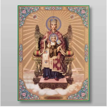 Εικόνα Ορθοδοξίας με περίγραμμα χρυσό σε ξύλο Φλαμουρίας με βάση Εικόνα της Θεοτόκου της βασιλεύουσας Χειροποίητη Ελληνορθόδοξη , Κρεμαστή πλάκα βυζαντινής τέχνης, χριστιανική τέχνη Διάσταση 15x11 cm (5,9 x 4,3 ίντσες) INTRAEK-21088 - Image 1