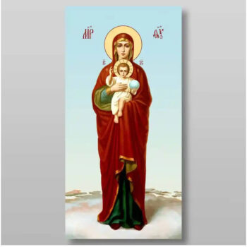 Εικόνα Ορθοδοξίας με περίγραμμα χρυσό σε ξύλο Φλαμουρίας  με  βάση Η Μητέρα του Θεού Valaamskaya Χειροποίητη Ελληνορθόδοξη , Κρεμαστή πλάκα βυζαντινής τέχνης, χριστιανική τέχνη Διάσταση 15x11 cm (5,9 x 4,3 ίντσες) INTRAEK-21059 - Image 1