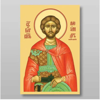 Εικόνα Ορθοδοξίας με περίγραμμα χρυσό σε ξύλο Φλαμουρίας  με  βάση Alexander Nevsky holy noble prince Χειροποίητη Ελληνορθόδοξη , Κρεμαστή πλάκα βυζαντινής τέχνης, χριστιανική τέχνη Διάσταση 15x11 cm (5,9 x 4,3 ίντσες) INTRAEK-21056 - Image 1