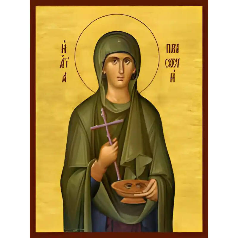 Εικόνα Ορθοδοξίας με περίγραμμα χρυσό σε ξύλο Φλαμουρίας  με  βάση Εικόνα ΑΓΙΑ ΠΑΡΑΣΚΕΥΗ, Η ΜΕΓΑΛΟΜΑΡΤΥΣ Χειροποίητη Ελληνορθόδοξη εικόνα του Ιησού Χριστού, Κρεμαστή πλάκα βυζαντινής τέχνης, χριστιανική τέχνη Διάσταση 40x30 cm (10,2x7,9 ίντσες)  INTRAEK-1447757865251