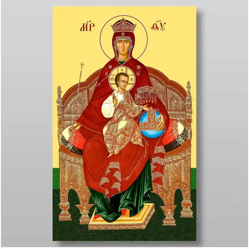 Εικόνα Ορθοδοξίας με περίγραμμα χρυσό σε ξύλο Φλαμουρίας  με  βάση Εικόνα της Θεοτόκου Χειροποίητη Ελληνορθόδοξη , Κρεμαστή πλάκα βυζαντινής τέχνης, χριστιανική τέχνη Διάσταση 15x11 cm (5,9 x 4,3 ίντσες) INTRAEK-21002