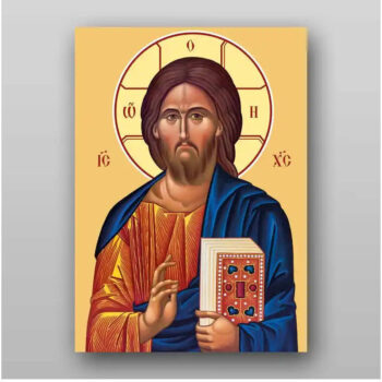 Εικόνα Ορθοδοξίας με περίγραμμα χρυσό σε ξύλο Φλαμουρίας με βάση Εικόνα του Ιησού Χριστού - Χειροποίητη Ελληνορθόδοξη , Κρεμαστή πλάκα βυζαντινής τέχνης, χριστιανική τέχνη Διάσταση 15x11 cm (5,9 x 4,3 ίντσες) INTRAEK-2988 - Image 1