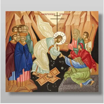 Εικόνα Ορθοδοξίας με περίγραμμα χρυσό σε ξύλο Φλαμουρίας  με  βάση Ανάσταση Χριστού. Το Harrowing of Hades Χειροποίητη Ελληνορθόδοξη , Κρεμαστή πλάκα βυζαντινής τέχνης, χριστιανική τέχνη Διάσταση 15x11 cm (5,9 x 4,3 ίντσες) INTRAEK-2974 - Image 1