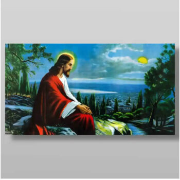 Εικόνα Ορθοδοξίας με περίγραμμα χρυσό σε ξύλο Φλαμουρίας  με  βάση Ο Ιησούς θρηνεί για την Ιερουσαλήμ Χειροποίητη Ελληνορθόδοξη , Κρεμαστή πλάκα βυζαντινής τέχνης, χριστιανική τέχνη Διάσταση 15x11 cm (5,9 x 4,3 ίντσες) INTRAEK-2958 - Image 1