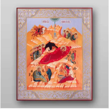 Εικόνα Ορθοδοξίας με περίγραμμα χρυσό σε ξύλο Φλαμουρίας με βάση Εικόνα της Γέννησης του Χριστού - Χειροποίητη Ελληνορθόδοξη , Κρεμαστή πλάκα βυζαντινής τέχνης, χριστιανική τέχνη Διάσταση 10x7 cm (3,9 x 2,8 ίντσες) INTRAEK-7934 - Image 1