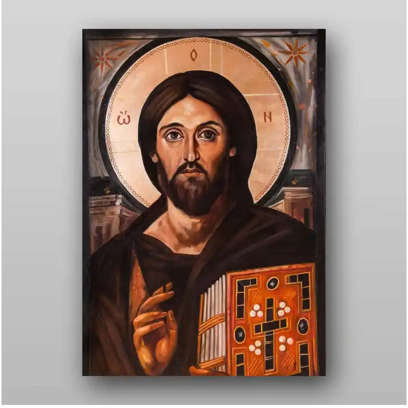 Εικόνα Ορθοδοξίας με περίγραμμα χρυσό σε ξύλο Φλαμουρίας  με  βάση Εικόνα του Ιησού Χριστού - Χειροποίητη Ελληνορθόδοξη , Κρεμαστή πλάκα βυζαντινής τέχνης, χριστιανική τέχνη Διάσταση 10x7 cm (3,9 x 2,8 ίντσες) INTRAEK-7932