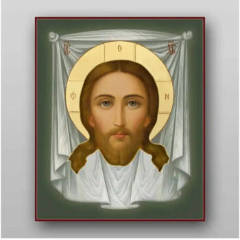 Εικόνα Ορθοδοξίας με περίγραμμα χρυσό σε ξύλο Φλαμουρίας  με  βάση Το Savior Not Made by Hands Χειροποίητη Ελληνορθόδοξη , Κρεμαστή πλάκα βυζαντινής τέχνης, χριστιανική τέχνη Διάσταση 10x7 cm (3,9 x 2,8 ίντσες) INTRAEK-7929 - Image 1