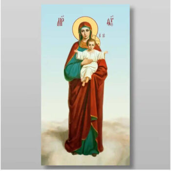 Εικόνα Ορθοδοξίας με περίγραμμα χρυσό σε ξύλο Φλαμουρίας  με  βάση The Mother of God Blessed Heaven Χειροποίητη Ελληνορθόδοξη , Κρεμαστή πλάκα βυζαντινής τέχνης, χριστιανική τέχνη Διάσταση 15x11 cm (5,9 x 4,3 ίντσες) INTRAEK-2908 - Image 1